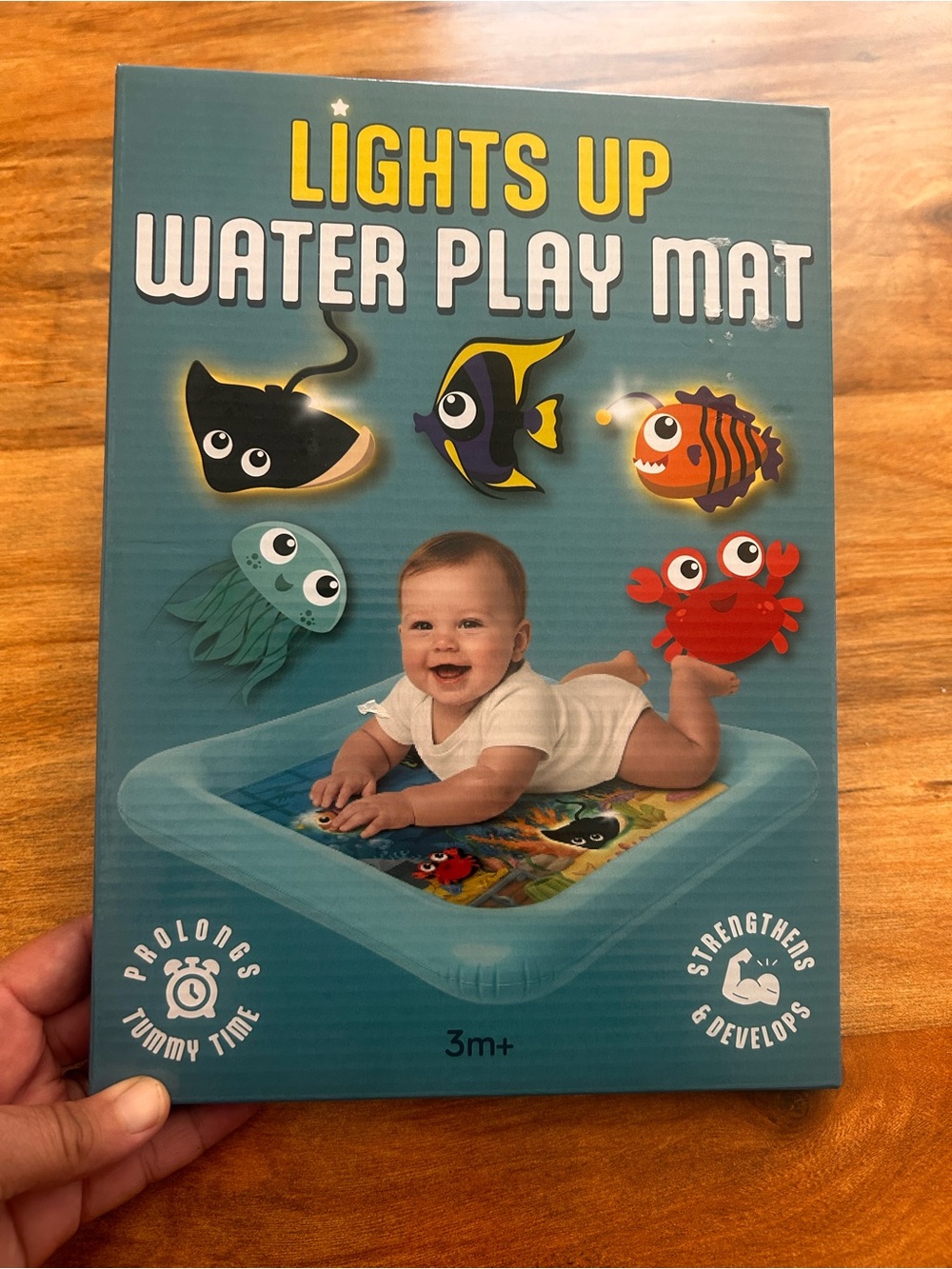 Lights Up Water Play Mat - Baby Tummy Time Splash Toy (Teal)